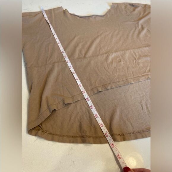 Black Crane 100% Cotton High Low Oversized Laganlook Taupe Slub Boxy Tee Small - Picture 5 of 7